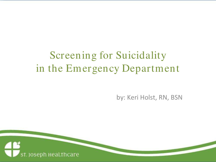 screening for suicidality in the emergency department
