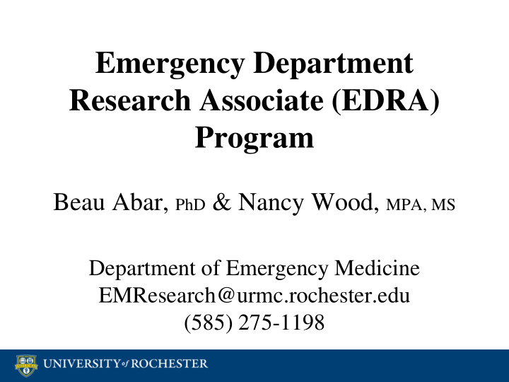 emergency department research associate edra program