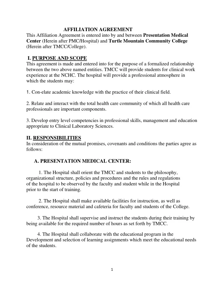affiliation agreement