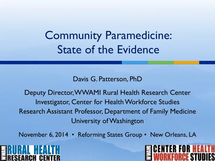 community paramedicine
