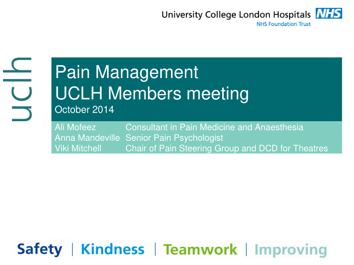pain management uclh members meeting
