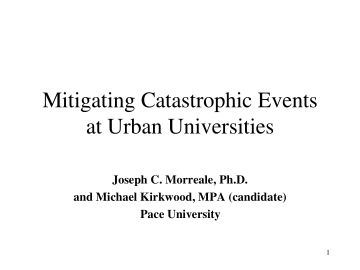 mitigating catastrophic events at urban universities