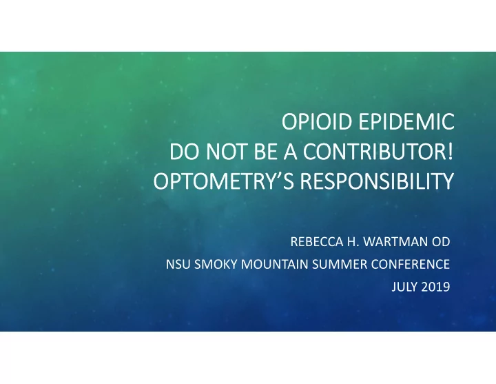 opio ioid id epi epidem demic do do no not be be a contri