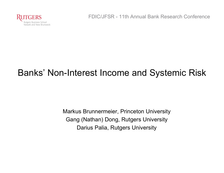 banks non interest income and systemic risk