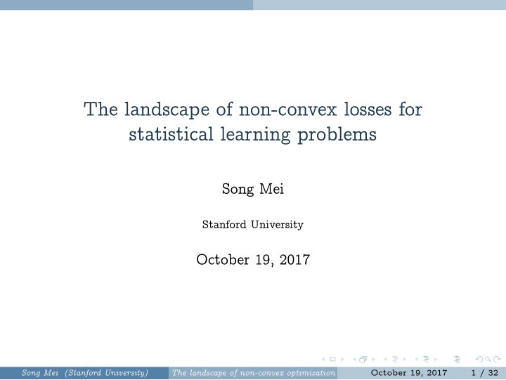 the landscape of non convex losses for statistical