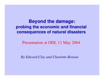 Structure of presentation  Background  Macro-economic impacts  Public finance and