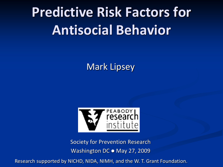 predictive risk factors for antisocial behavior