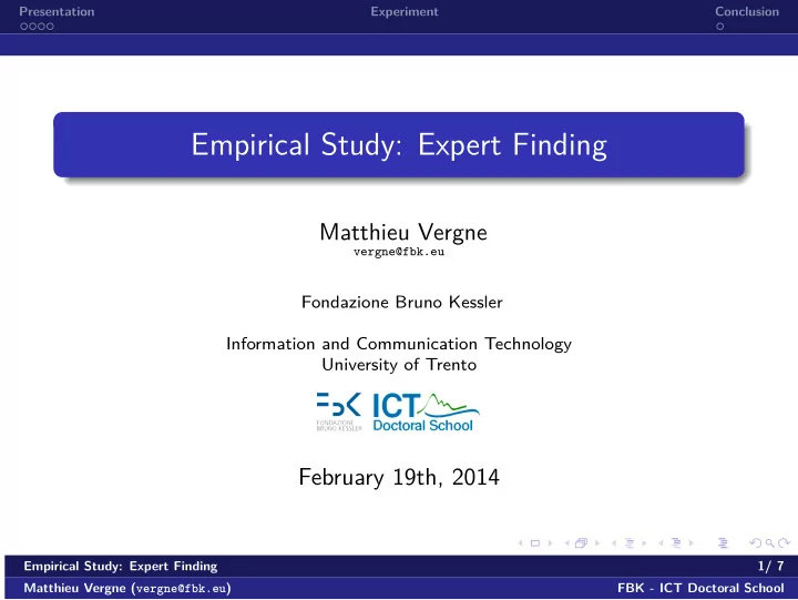 empirical study expert finding