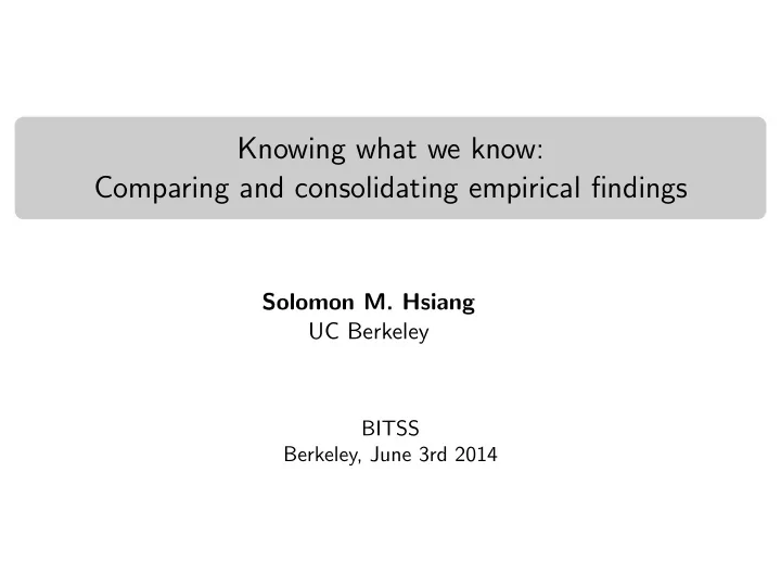 knowing what we know comparing and consolidating