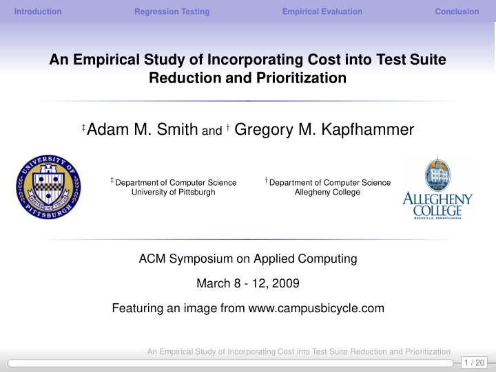 adam m smith and gregory m kapfhammer