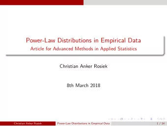 Power-Law Distributions in Empirical Data  Article for Advanced Methods in Applied Statistics