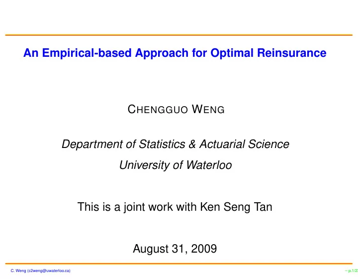 an empirical based approach for optimal reinsurance