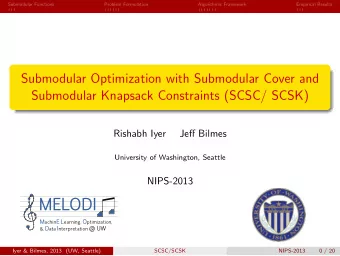 MELODI M achin E L earning, O ptimization, &amp; D ata I nterpretation @ UW  Iyer &amp; Bilmes,