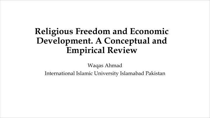 religious freedom and economic development a conceptual