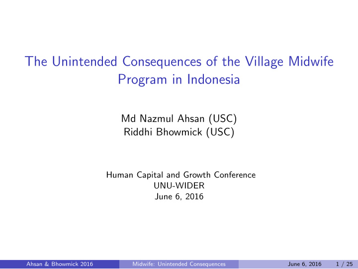 the unintended consequences of the village midwife