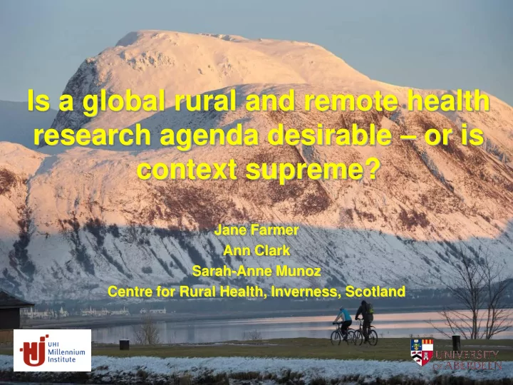 is a global rural and remote health