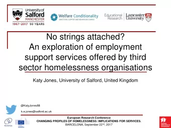No strings attached?  An exploration of employment  support services offered by third  sector