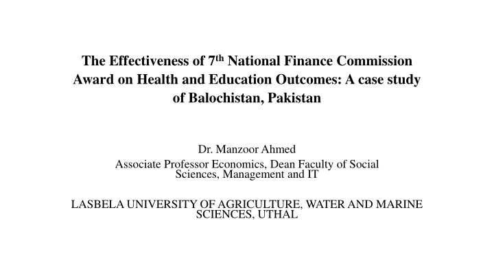 the effectiveness of 7 th national finance commission