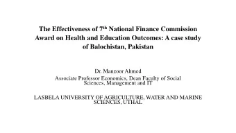 The Effectiveness of 7 th National Finance Commission  Award on Health and Education Outcomes: A