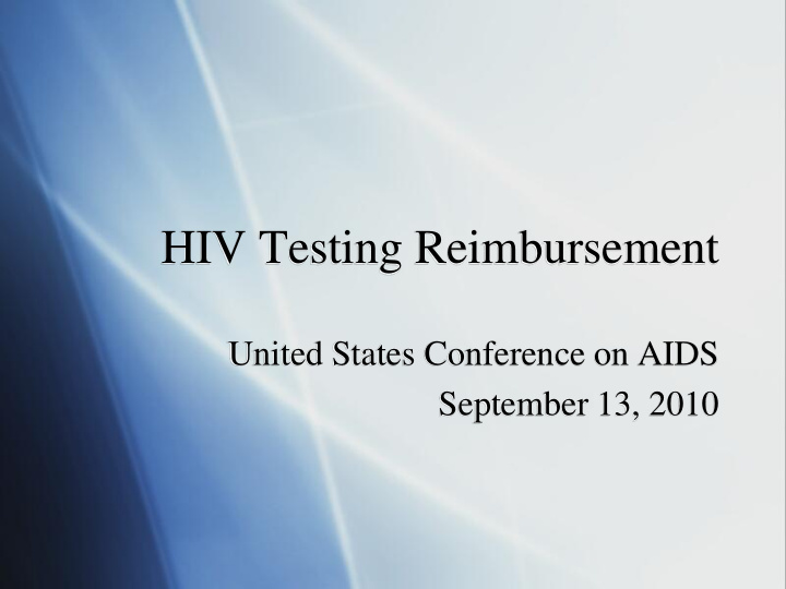 hiv testing reimbursement