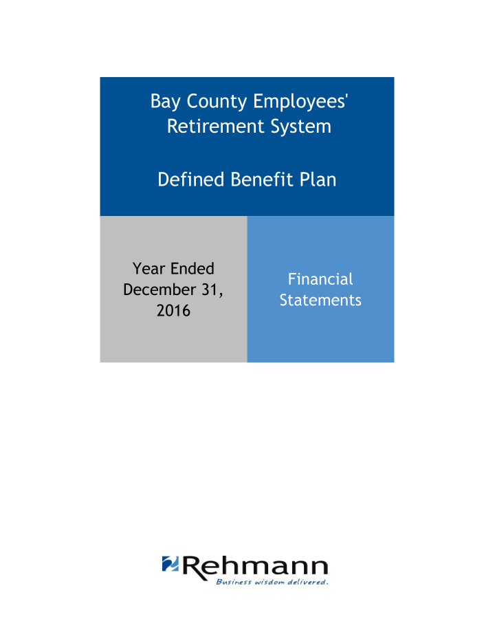 bay county employees retirement system defined benefit