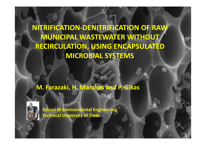 nitrification denitrification of raw municipal wastewater