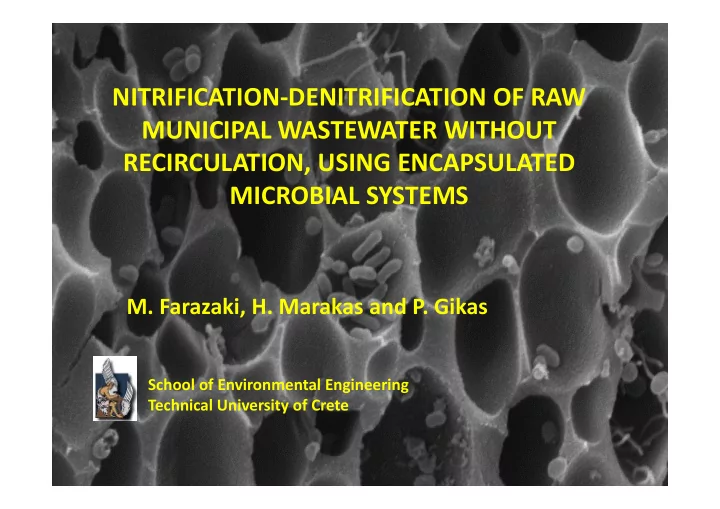 nitrification denitrification of raw municipal wastewater