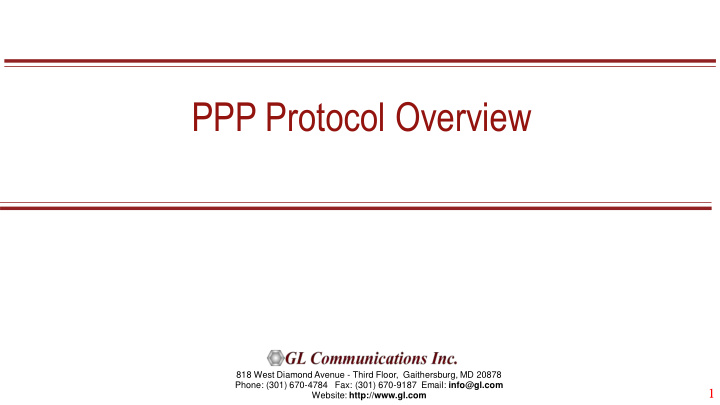 ppp protocol overview