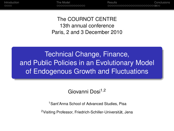 technical change finance and public policies in an