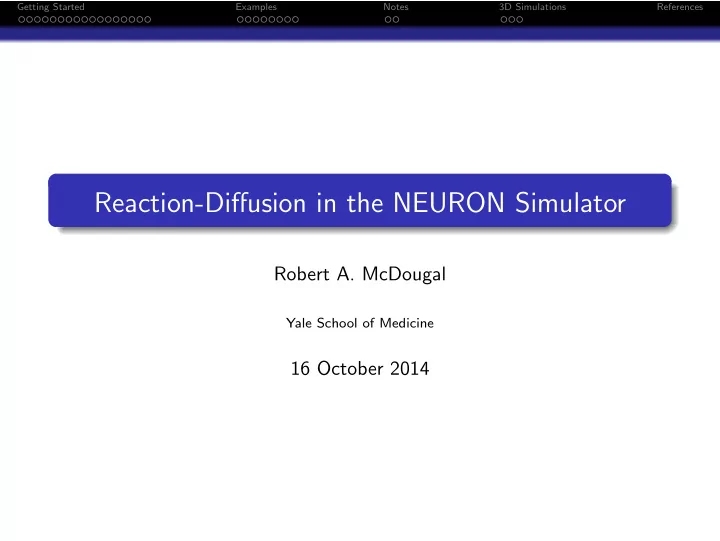 reaction diffusion in the neuron simulator