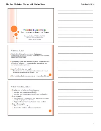 The Best Medicine: Playing with Shelter Dogs October 2, 2014  ___________________________________