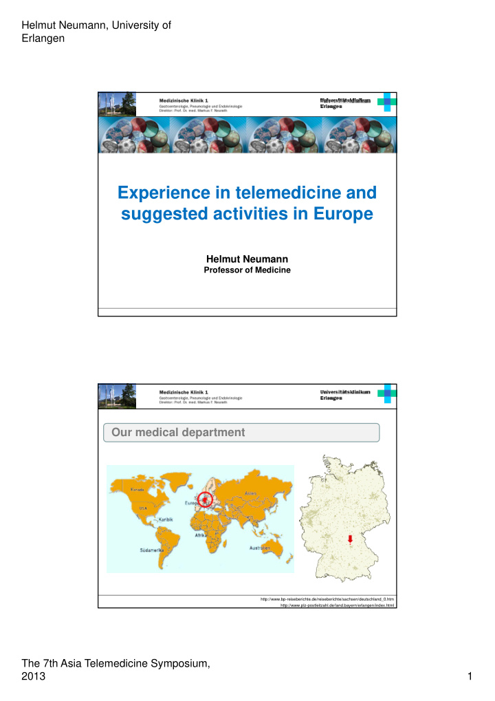 experience in telemedicine and suggested activities in