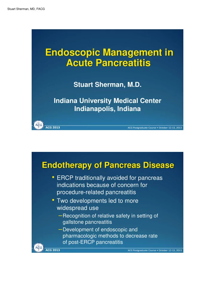endoscopic management in acute pancreatitis