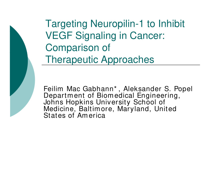 targeting neuropilin 1 to inhibit vegf signaling in