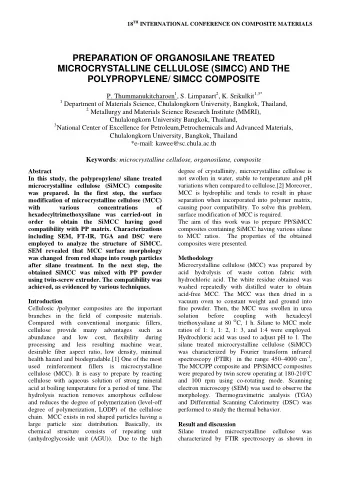 PREPARATION OF ORGANOSILANE TREATED  MICROCRYSTALLINE CELLULOSE (SIMCC) AND THE  POLYPROPYLENE/