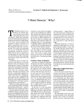 &quot;I Must Dissent.&quot; Why? he English judiciary has ticularly in a case where the highest