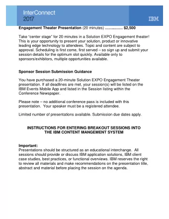 Engagement Theater Presentation (20 minutes) .. $2,500  Take center stage for 20