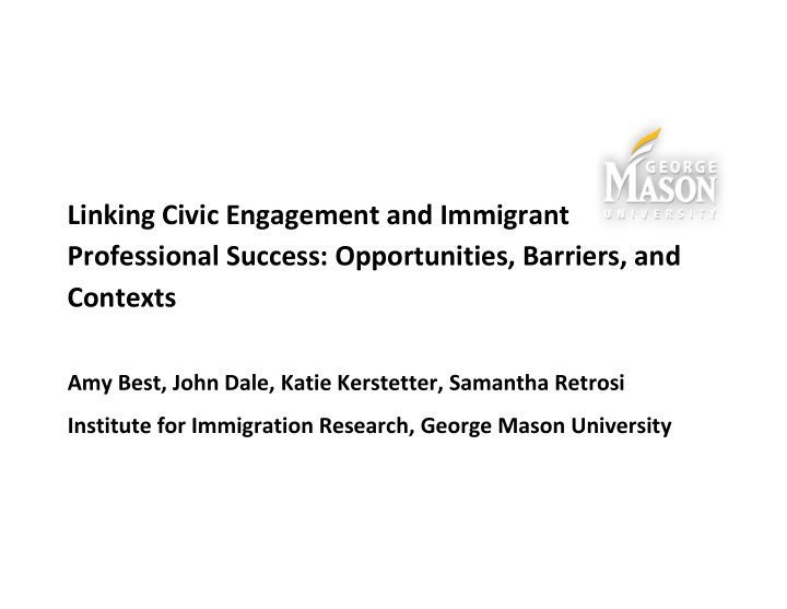 linking civic engagement and immigrant professional