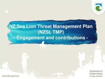 (NZSL TMP)  - Engagement and contributions -  Communication plan and engagement  Area  Goal