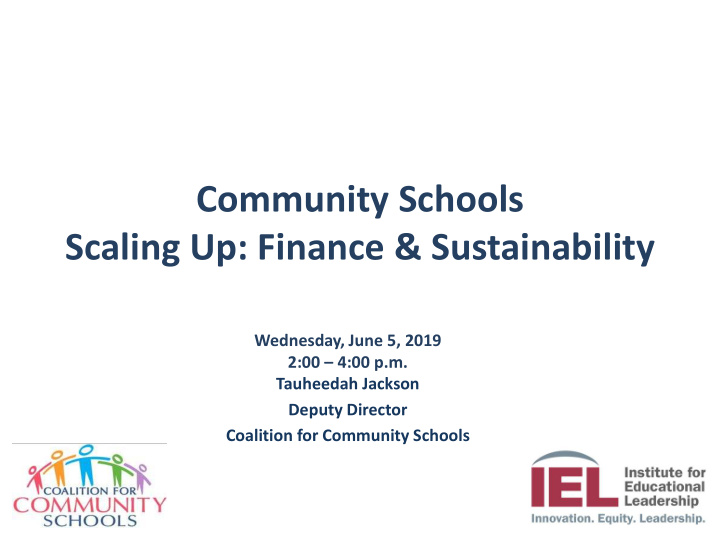 community schools scaling up finance amp sustainability