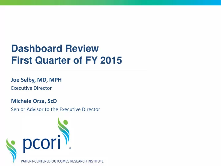 dashboard review first quarter of fy 2015