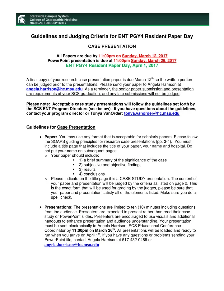 guidelines and judging criteria for ent pgy4 resident