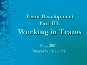 Working in Teams  Working in Teams  May, 2001  Natural Work Teams  Team Member Expectations  Team