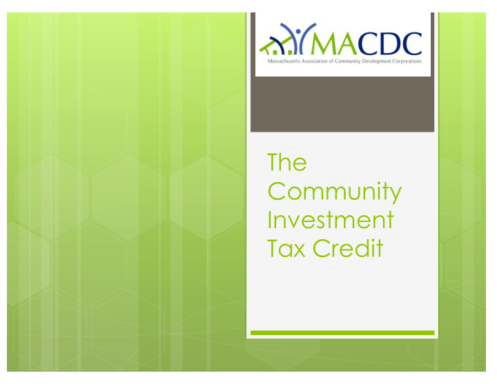 the community investment tax credit cdc theory of change