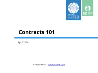 Contracts 101  April 2014  619.359.6600 | partnersdocs.com  PPO Scorecard 34 Contracts  Multiplan