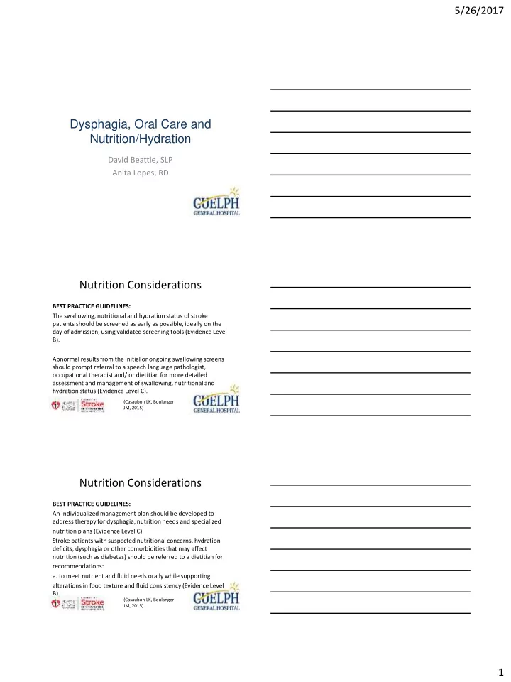 dysphagia oral care and nutrition hydration