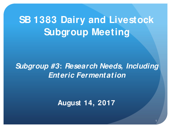 sb 1383 dairy and livestock subgroup meeting
