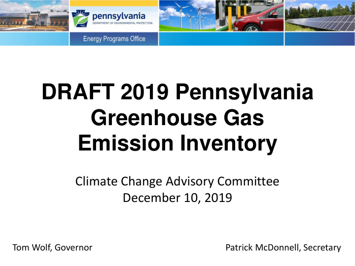 draft 2019 pennsylvania greenhouse gas emission inventory