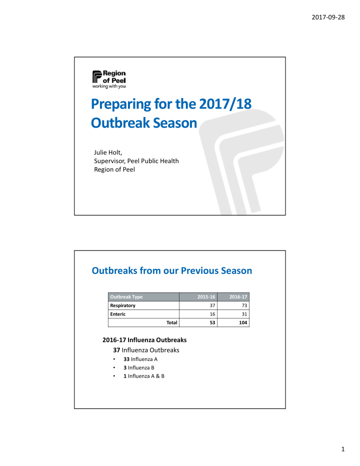 preparing for the 2017 18 outbreak season