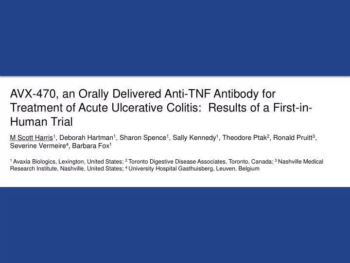 avx 470 an orally delivered anti tnf antibody for